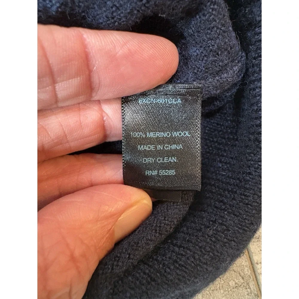 Express Merino Wool Sweater Men's L Navy Quarter Zip Pullover Preppy Classic
